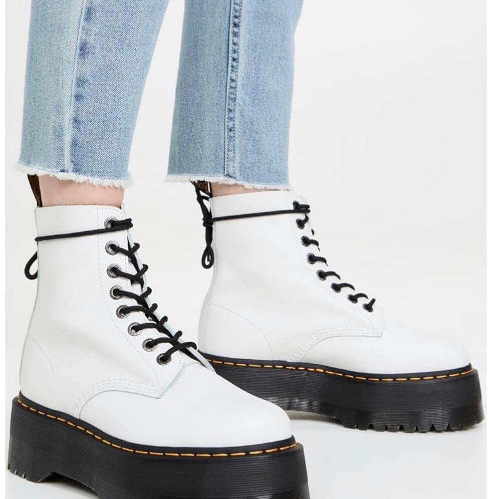 Dr. Martens White Platform Boots for Women (1460 Pascal Max Combat Boots)